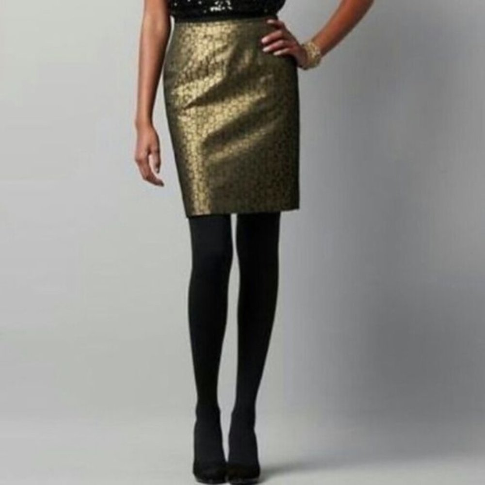 Ann Taylor metallic brocade pencil skirt, 6